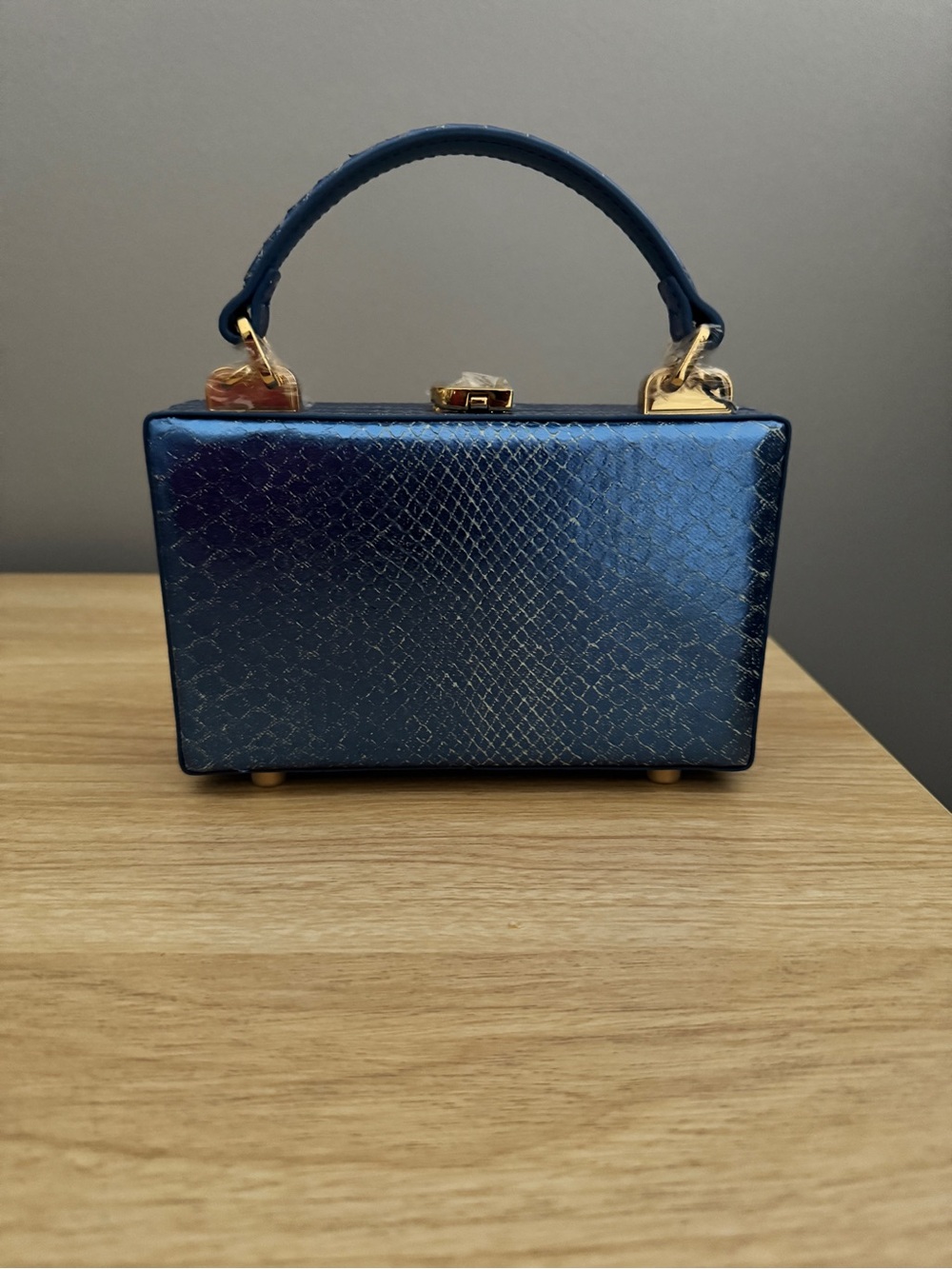Brandon Blackwood Slim Trunk Bag Blue Snakeskin NWT